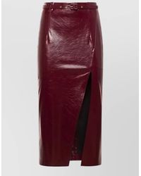 SIMONA CORSELLINI - Belted Waist Fitted Midi Skirt High Slit - Lyst