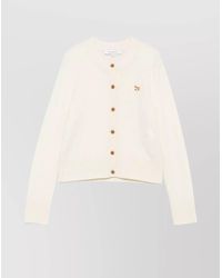 Maison Kitsuné - Wool Cardigan With Crew Neck And Long Sleeves - Lyst