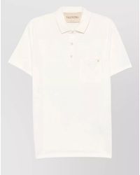 Valentino - Vgold Cotton Polo Shirt Chest Pocket - Lyst
