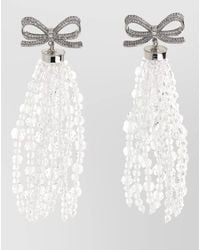 Self-Portrait - Crystal Tassel Bow Detail Drop Earrings - Lyst