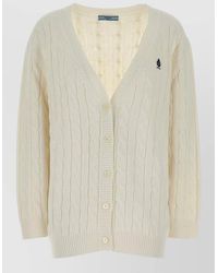 Prada - Cotton Cardigan Cable Knit V Neck - Lyst