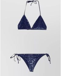 P.A.R.O.S.H. - Triangle Halter Bikini Sequin Low Rise Set - Lyst