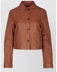 Jacob Cohen - Leather Jacket Collared Neck Front Pockets - Lyst