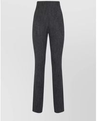 Alberta Ferretti - High Waist Slim Fit Wool Trousers - Lyst