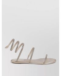 Rene Caovilla - Satin Snake Detail Flat Sandals - Lyst