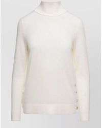 Michael Kors - Turtleneck Sweater Button Detail Long Sleeves - Lyst