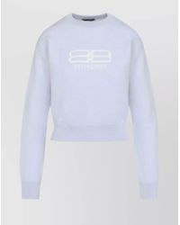 Balenciaga - Cropped Logo-Intarsia Wool-Blend Jumper - Lyst