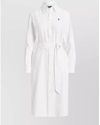 Polo Ralph Lauren - Cotton Belted Long-Sleeve Shirt Dress - Lyst