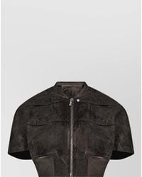 Rick Owens - Denim Cropped Short-Sleeve Bomber Jacket - Lyst