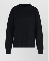 Jil Sander - Wool Crew Neck Sweater With Asymmetric Detail - Lyst