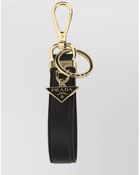 Prada - Leather Triangular Keychain-Tone Hardware - Lyst