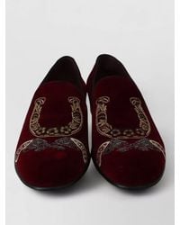 Dolce & Gabbana - Velvet Sequined Loafers Round Toe - Lyst