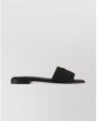 Prada - Raffia And Leather Slides - Lyst