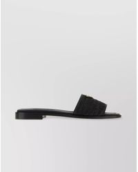 Prada - Raffia And Leather Slippers - Lyst