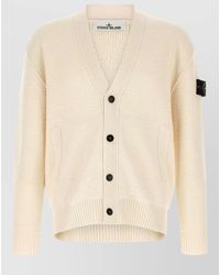Stone Island - Virgin Wool Textured V-Neck Cardigan - Lyst