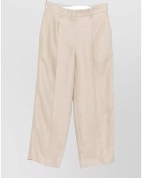 Brunello Cucinelli - Linen Pleated Cropped Wide-Leg Trousers - Lyst