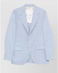 Brunello Cucinelli - Linen And Virgin Wool Single Breasted Blazer - Lyst