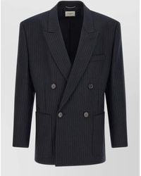 Saint Laurent - Pinstriped Double-Breasted Wool Blazer - Lyst