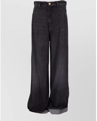 Max Mara - Denim Trousers Wide Leg Belt Loops Pockets - Lyst