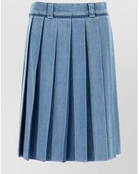 Miu Miu - Skirt Denim With Belt Loops And Pleated Design - Lyst