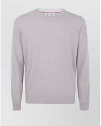 Brunello Cucinelli - Cashmere Sweater With Ribbed Cuffs And Hem - Lyst