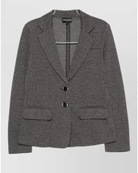 Emporio Armani - Cotton Single Breasted Jacket Houndstooth Lapels Pockets - Lyst