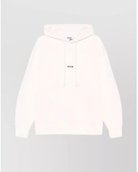 MSGM - Hooded Sweatshirt With Kangaroo Pocket And Ribbed Trims - Lyst