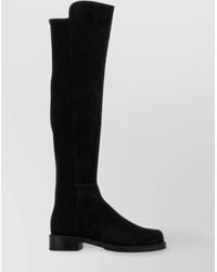 Stuart Weitzman - Suede And Fabric Knee-High Block Heel Boots - Lyst