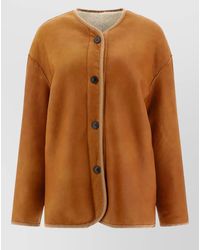Giovi - Shearling Jacket Reversible Round Neck Trim - Lyst