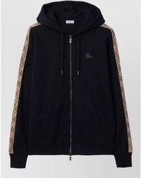 Burberry - Check Motif Cotton Hoodie - Lyst