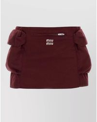 Miu Miu - Cotton Mini Skirt Bow Detail Zip Pocket - Lyst