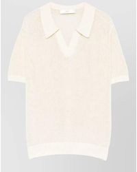 DUNST - Open-Knit V-Neck Short-Sleeve Polo Shirt - Lyst
