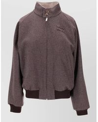 Miu Miu - Ribbed-Trim Reversible Bomber Jacket - Lyst