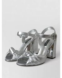 Dolce & Gabbana - Leather Crystal-Embellished Knotted Ankle-Strap Sandals - Lyst