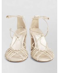forte_forte - Leather Sandals Block Heel Open Toe - Lyst