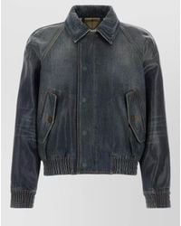 Burberry - Denim Jacket Elastic Cuffs Hem Pockets - Lyst