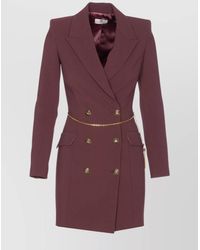 Elisabetta Franchi - Midi Dress With Long Sleeves And Chain - Lyst