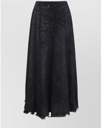 DIESEL - Denim Frayed Maxi A-Line Skirt - Lyst