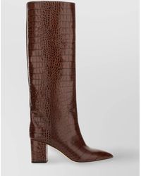 Paris Texas - Crocodile Effect Knee-High Block Heel Boots - Lyst