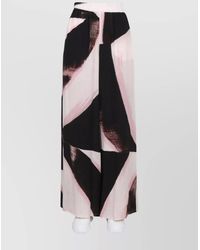 McQueen - Silk High-Rise Wide-Leg Trousers - Lyst