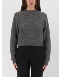 Moschino - Ribbed Cropped Sweater With Frayed Hem - Lyst
