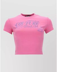 Versace Jeans Couture - Cropped Graphic Logo Crew Neck Top - Lyst
