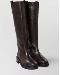 Aeyde - "Henry" Leather Knee-High Boots With Chunky Sole - Lyst