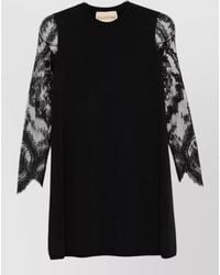 Valentino - Lace Sleeve Dress Mini Length Sheer Detailing - Lyst