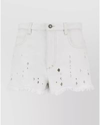 Isabel Marant - Denim Shorts Cutout Frayed Hem Five Pocket - Lyst