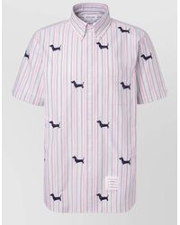 Thom Browne - Straight Fit Cotton Shirt Stripe Hector - Lyst