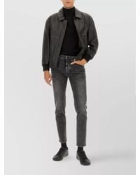 BOSS - Leather Jacket With Collared Design And Pockets - Lyst
