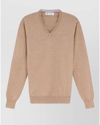 Brunello Cucinelli - V Neck Knit Sweater Long Sleeves - Lyst
