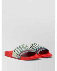 DIESEL - Sa Mayemi Denim Slides Flat Sole - Lyst
