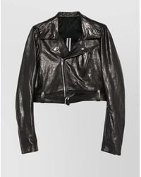 Rick Owens - Cropped Leather Jacket Removable Belt - Lyst